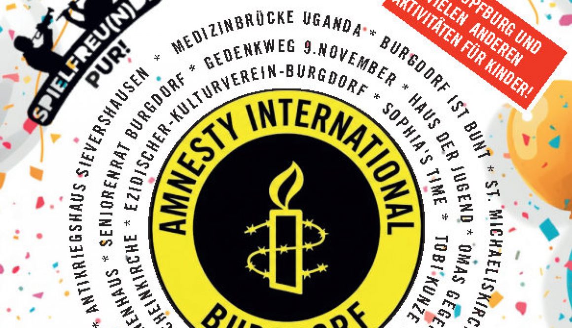 Plakat für 50 Jahre Amnesty International in Burgdorrf