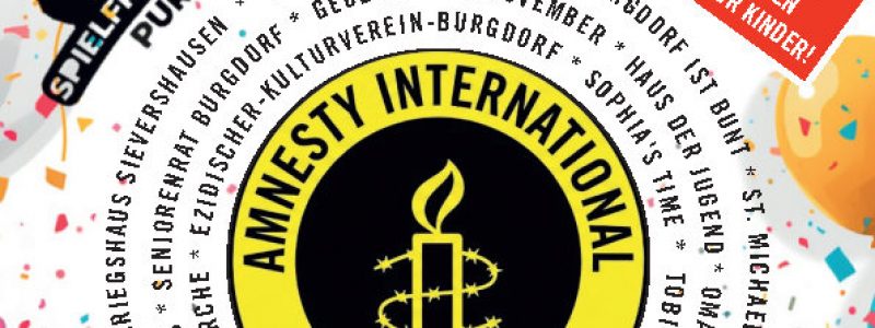Plakat für 50 Jahre Amnesty International in Burgdorrf